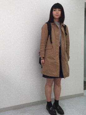 「ehka sopo（エヘカソポ）のアイテム（トレンチコート）」を使った、haruさん（レディース・162cm）の冬コーディネート