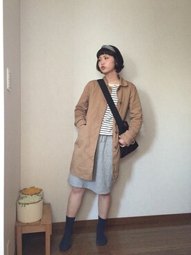 「ehka sopo（エヘカソポ）のアイテム（トレンチコート）」を使った、haruさん（レディース・162cm）の春コーディネート