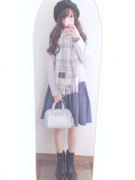「31 Sons de mode（トランテアン　ソン　ドゥ　モード）のアイテム（ライダースジャケット）」を使った、Reinaさん（レディース・156cm）の冬コーディネート