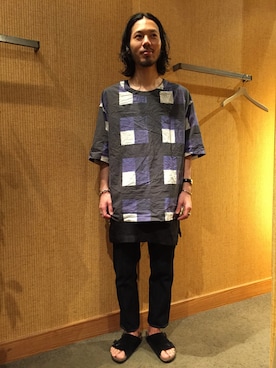 「SASQUATCHfabrix.（サスクワァッチファブリックス）のアイテム（シャツ/ブラウス）」を使った、ShINpEIさん（メンズ・170cm）の夏コーディネート