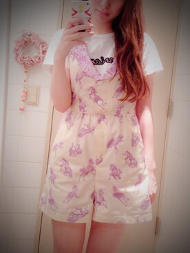 「fafa（フェフェ）のアイテム（サロペット/オーバーオール）」を使った、eriさん（レディース・160cm）の夏コーディネート