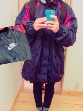 「アイテム（マウンテンパーカー、ブルー系）」を使った、takahiroさん（メンズ・169cm）の冬コーディネート