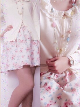 「花柄 スカート」｜「アイテム（腕時計）」を使った、Marinaさん（レディース・168cm）の春コーディネート