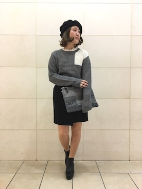 「RAGEBLUE（レイジブルー）のアイテム（ハンチング/ベレー帽）」を使った、たけおさん（レディース・157cm）の秋コーディネート