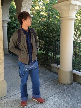 「アイテム（オールインワン・サロペット）」を使った、ttteeetsuoさん（メンズ・178cm・20代）の秋コーディネート