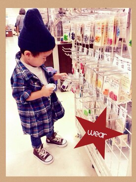 「LAGOM（LAGOM）のアイテム（シャツワンピース）」を使った、k☺︎さん（キッズ・80cm）の秋コーディネート