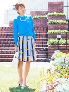 「ひざ丈スカート」｜「アイテム（アクセサリー）」を使った、Let's get Flower Prints for WOMENさん（レディース・156cm）の春コーディネート