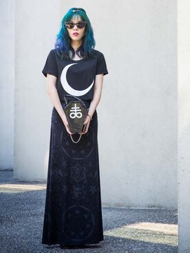 「Killstarのアイテム(シャツ/ブラウス、ブラック系)」を使った、La Carminaさん(レディース・168cm)の秋コーディネート