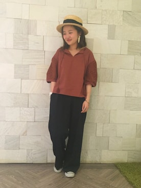 「アイテム（帽子）」を使った、まるこさん（レディース・150cm・20代）の春コーディネート