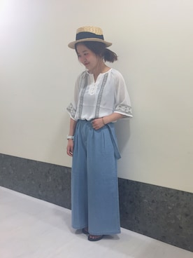「アイテム（帽子）」を使った、まるこさん（レディース・150cm・20代）の夏コーディネート