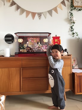 「トトロ」｜「アイテム（サロペット/オーバーオール）」を使った、ASAPUさん（キッズ・90cm）の冬コーディネート