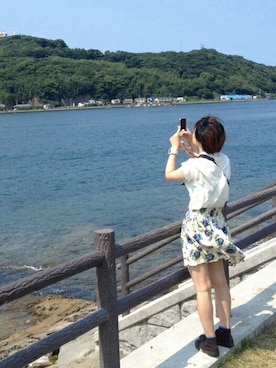 「花柄 スカート」｜「アイテム（シューズ）」を使った、K_02_さん（レディース・155cm）の夏コーディネート