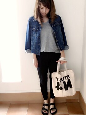 「FREE'S MART（フリーズマート）のアイテム（デニムジャケット）」を使った、yurikaᵕ̈さん（レディース・159cm）の春コーディネート
