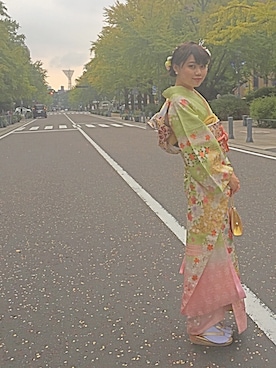 「アイテム（浴衣、グリーン系）」を使った、Chaoさん（レディース・158cm）の秋コーディネート