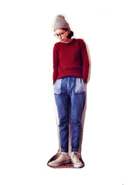 「コンバース（オールスター）」｜潮田あかりさん（レディース・166cm）の冬コーディネート