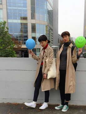 「MAISON DE REEFUR」｜「アイテム（トレンチコート）」を使った、潮田あかりさん（レディース・166cm）の秋コーディネート
