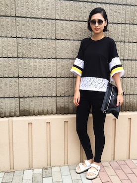 「MSGM（エムエスジーエム）のアイテム」を使った、潮田あかりさん（レディース・166cm）の夏コーディネート