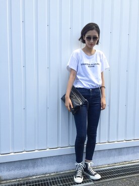 「DOUBTFUL AS DOUBLE(R)（ダウトフルアズダブル）のアイテム」を使った、潮田あかりさん（レディース・166cm）の夏コーディネート