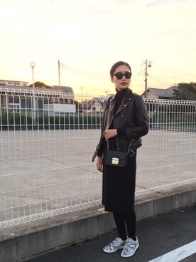 潮田あかりさんの「■別注■ beautiful people×MIDWEST ライダースジャケット」を使ったコーディネート