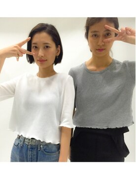 「k3&co.（ケイスリーアンドコー）のアイテム（トップス）」を使った、潮田あかりさん（レディース・166cm）の春コーディネート