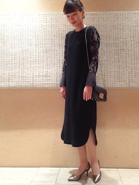 「mame（マメ）のアイテム（ワンピース/ドレス）」を使った、潮田あかりさん（レディース・166cm）の秋コーディネート