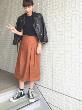 「RAW FUDGE（ローファッジ）のアイテム」を使った、潮田あかりさん（レディース・166cm）の秋コーディネート