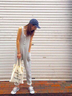 「TODAYFUL（トゥデイフル）のアイテム（サロペット/オーバーオール）」を使った、Saori   Shirakawaさん（レディース・159cm）の夏コーディネート