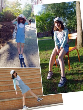 「holiday」｜「アイテム（ハンチング/ベレー帽）」を使った、Kyyyyyylinさん（レディース・162cm）の夏コーディネート