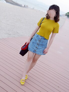 「Handmade（ハンドメイド）のアイテム（サンダル、イエロー系）」を使った、Kyyyyyylinさん（レディース・162cm）の秋コーディネート