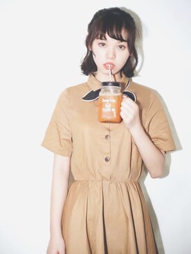 「baby roseのアイテム（ワンピース、ゴールド系）」を使った、Kyyyyyylinさん（レディース・162cm）の夏コーディネート