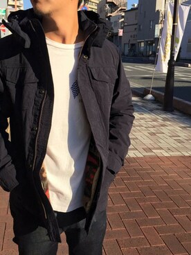 「SCOTCH & SODA（スコッチ アンド ソーダ）のアイテム（ミリタリージャケット）」を使った、GRAVY'Sさん（メンズ・172cm）の冬コーディネート