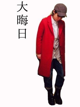 「chambre de charme（シャンブルドゥシャーム）のアイテム（その他アウター）」を使った、シモヤマミツコさん（レディース・160cm）の冬コーディネート