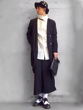 「ツバ広ハット」｜「アイテム（ノーカラージャケット）」を使った、m_4tokyoさん（メンズ・180cm）の冬コーディネート