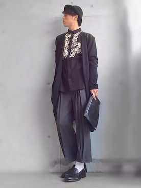 「ロングジャケット」｜「アイテム（ノーカラージャケット）」を使った、m_4tokyoさん（メンズ・180cm）の春コーディネート