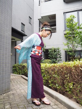 「アイテム（水着/着物・浴衣、シルバー系）」を使った、Lynnさん（レディース・161cm）の夏コーディネート