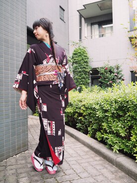 「アイテム（水着/着物・浴衣、シルバー系）」を使った、Lynnさん（レディース・161cm）の冬コーディネート