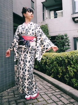 「アイテム（水着/着物・浴衣、シルバー系）」を使った、Lynnさん（レディース・161cm）の冬コーディネート