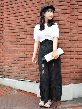 「帽子」｜「アイテム（クラッチバッグ）」を使った、Lynnさん（レディース・161cm）の秋コーディネート
