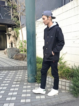 「アイテム（ナイロンジャケット）」を使った、つるマンさん（メンズ・174cm・20代）の春コーディネート