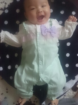 「アイテム（ママ＆ベビー、グリーン系）」を使った、mayさん（キッズ・60cm）の秋コーディネート