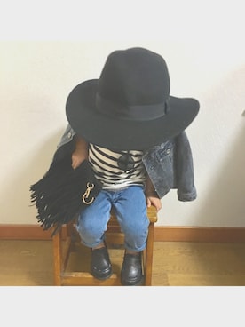 「COMME CA DU MODE（コムサデモード）のアイテム（デニムジャケット）」を使った、yunkanaさん（キッズ・80cm）の秋コーディネート