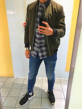 「ZARA（ザラ）のアイテム（スタジャン）」を使った、U-taさん（メンズ・175cm）の秋コーディネート