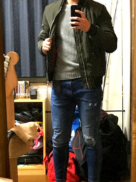 「ZARA（ザラ）のアイテム（スタジャン）」を使った、U-taさん（メンズ・175cm）の冬コーディネート