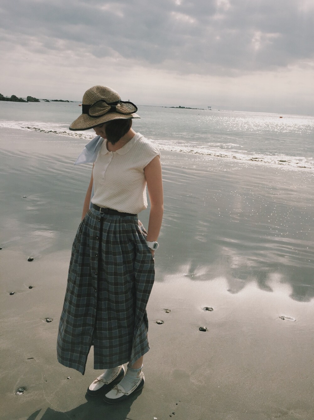 「bulle de savonのアイテム（シャツ/ブラウス、ホワイト系）」を使った、Cocoさん（レディース・164cm）の冬コーディネートの1枚目の写真