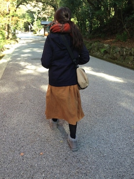 「w closet（ダブルクローゼット）のアイテム（つなぎ/オールインワン）」を使った、mamiさん（レディース・164cm）の冬コーディネート