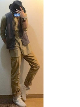「semantic design（セマンティックデザイン）のアイテム（チノパンツ）」を使った、よきさん（メンズ・172cm）の冬コーディネート