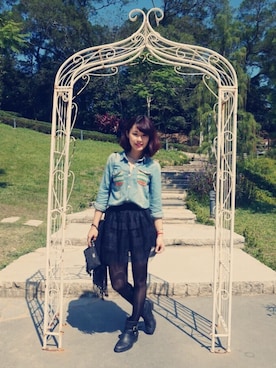 「skirt」｜「アイテム（ブーティ）」を使った、MingJhihさん（レディース・158cm）の秋コーディネート