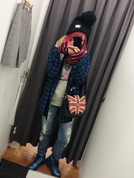 「Candy Stripper」｜「アイテム（シャツワンピース）」を使った、yumi さん（レディース・157cm）の冬コーディネート