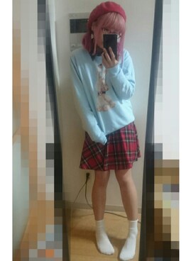 「HELL CAT PUNKS（ヘルキャットパンクス）のアイテム（スカート）」を使った、yumi さん（レディース・157cm）の冬コーディネート