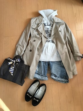 「MISCH MASCH（ミッシュマッシュ）のアイテム（トレンチコート）」を使った、HAHAさん（レディース・155cm）の秋コーディネート